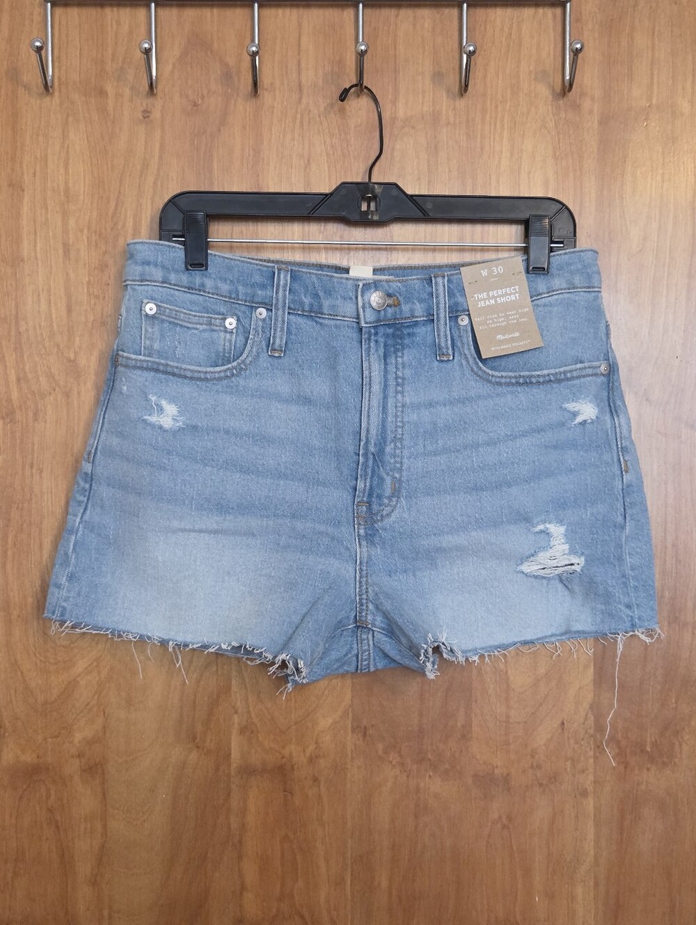 Madewell Light Blue Distressed High-Rise Jean Shorts
